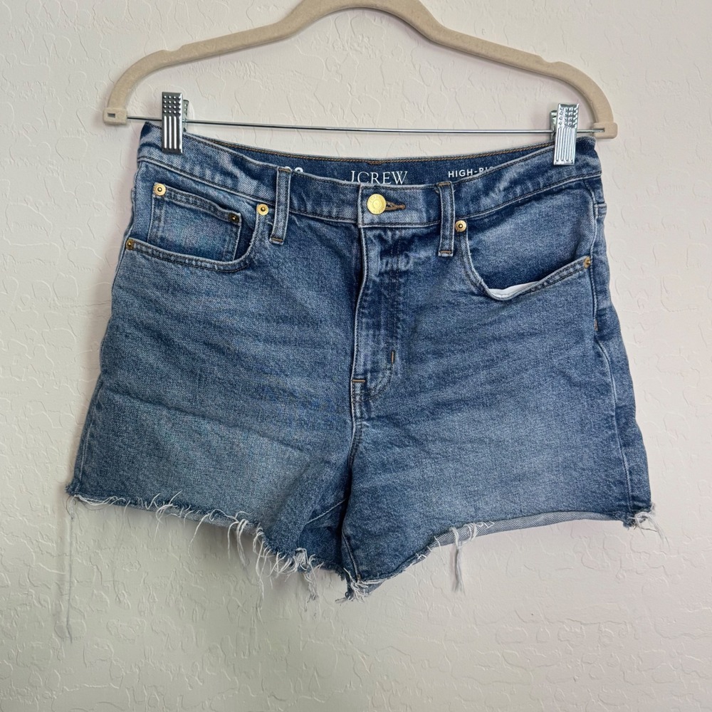 J.Crew Womens High-Rise Denim Short in Elliot Wash Sz 28 Coastal Boho Festival